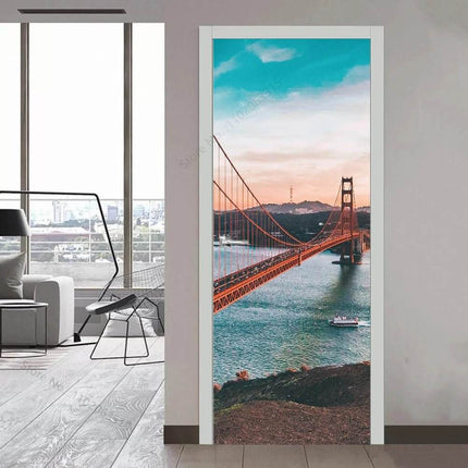 Custom Modern Minimalist 3D Skyscraper Door Wallpaper - Mad Fly Essentials