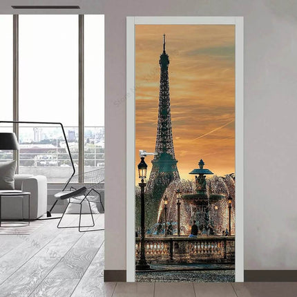 Custom Modern Minimalist 3D Skyscraper Door Wallpaper - Mad Fly Essentials