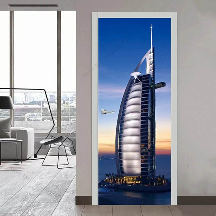 Custom Modern Minimalist 3D Skyscraper Door Wallpaper - Mad Fly Essentials