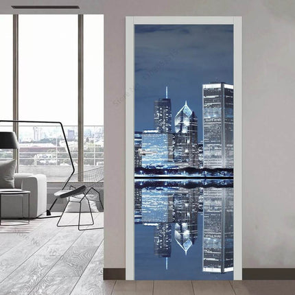 Custom Modern Minimalist 3D Skyscraper Door Wallpaper - Wallpaper - Beibehang - Mad Fly Essentials
