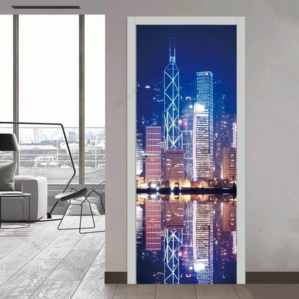Custom Modern Minimalist 3D Skyscraper Door Wallpaper - Wallpaper - Beibehang - Mad Fly Essentials