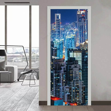 Custom Modern Minimalist 3D Skyscraper Door Wallpaper - Wallpaper - Beibehang - Mad Fly Essentials