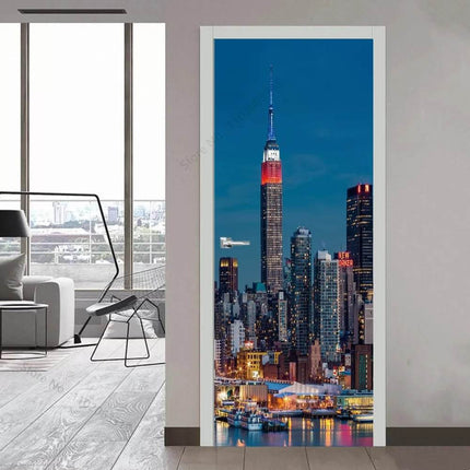 Custom Modern Minimalist 3D Skyscraper Door Wallpaper - Wallpaper - Beibehang - Mad Fly Essentials