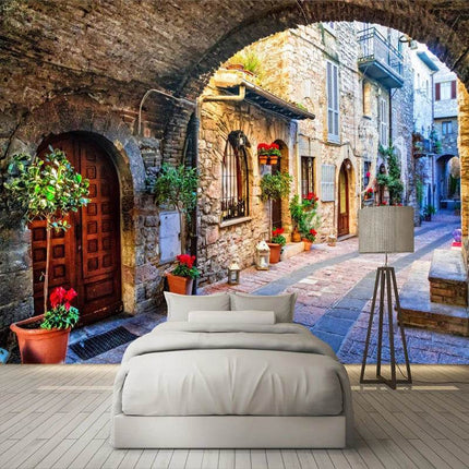 Custom Street View European City Shop Landscape Mural Wallpaper - Mad Fly Essentials