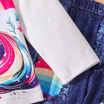 Girl Spring Unicorn Denim Jeans Outfit Set - Mad Fly Essentials