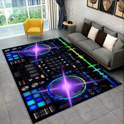 DJ 3D - Music - Pattern Living Room Area Rug - Area Rug - Retro Rugs - Mad Fly Essentials