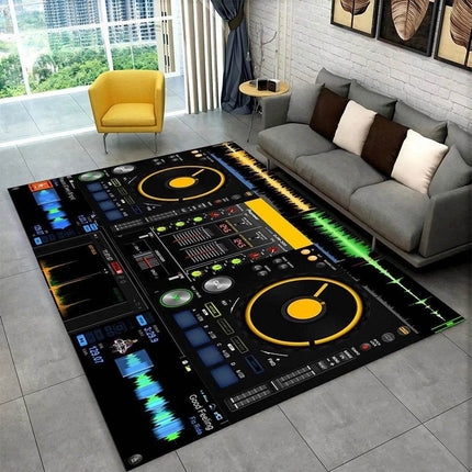 DJ 3D - Music - Pattern Living Room Area Rug - Area Rug - Retro Rugs - Mad Fly Essentials