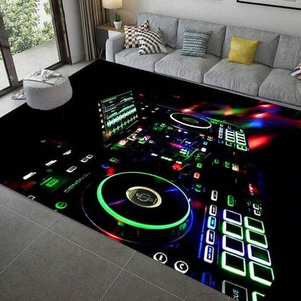 DJ 3D - Music - Pattern Living Room Area Rug - Area Rug - Retro Rugs - Mad Fly Essentials