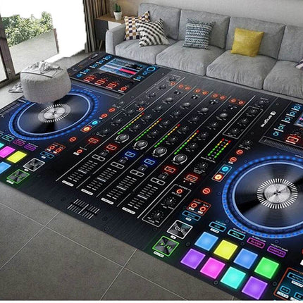 DJ 3D - Music - Pattern Living Room Area Rug - Area Rug - Retro Rugs - Mad Fly Essentials