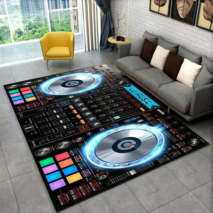 DJ 3D - Music - Pattern Living Room Area Rug - Area Rug - Retro Rugs - Mad Fly Essentials