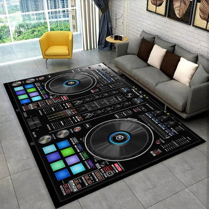 DJ 3D - Music - Pattern Living Room Area Rug - Area Rug - Retro Rugs - Mad Fly Essentials