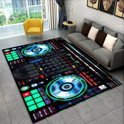 DJ 3D - Music - Pattern Living Room Area Rug - Area Rug - Retro Rugs - Mad Fly Essentials
