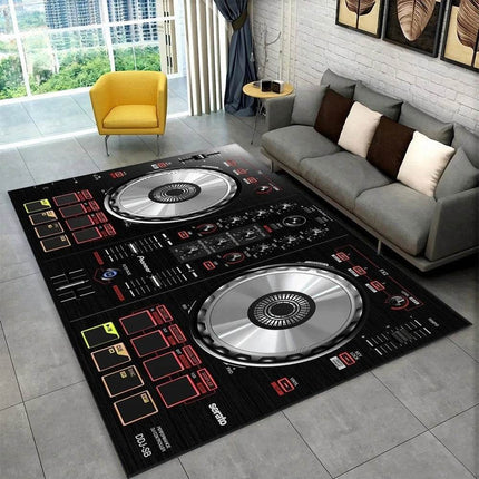 DJ 3D - Music - Pattern Living Room Area Rug - Area Rug - Retro Rugs - Mad Fly Essentials