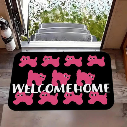 Doormat Retro Pink Cat Entrance Doormat - Doormat - Retro Rugs - Mad Fly Essentials