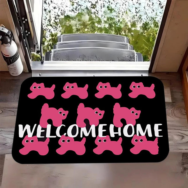 Doormat Retro Pink Cat Entrance Doormat - Doormat - Retro Rugs - Mad Fly Essentials