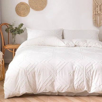 Duvet Set Home Khaki White Tufted Bedding Cover Set - Duvet Set - bedding Outlet - Mad Fly Essentials