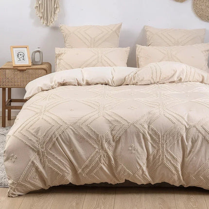 Duvet Set Home Khaki White Tufted Bedding Cover Set - Duvet Set - bedding Outlet - Mad Fly Essentials
