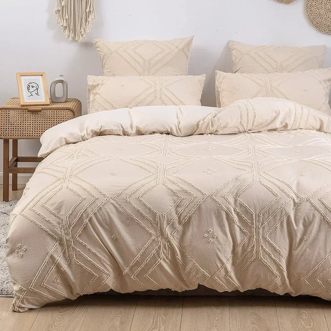 Duvet Set Home Khaki White Tufted Bedding Cover Set - Duvet Set - bedding Outlet - Mad Fly Essentials