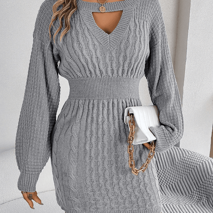 Women Solid Woolen Mini Sweater Dress - Mad Fly Essentials