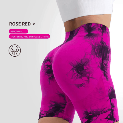 Women Pink Tie Dye Yoga Fitness Shorts - Mad Fly Essentials