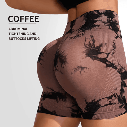 Women Pink Tie Dye Yoga Fitness Shorts - Mad Fly Essentials