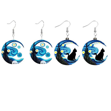 Earrings 2pc Van Gogh Starry Night Fashion Women Accessories - Earrings - Lifetime Not Regret - Mad Fly Essentials