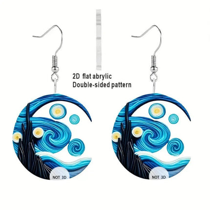 Earrings 2pc Van Gogh Starry Night Fashion Women Accessories - Earrings - Lifetime Not Regret - Mad Fly Essentials