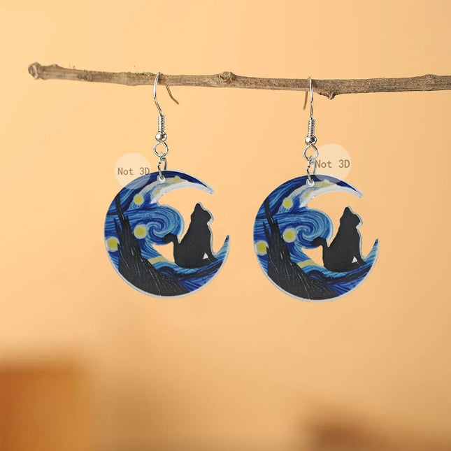 Earrings 2pc Van Gogh Starry Night Fashion Women Accessories - Earrings - Lifetime Not Regret - Mad Fly Essentials