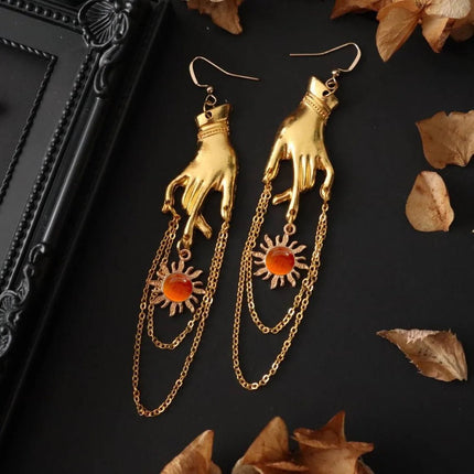 Earrings Gothic Hands Micro - Inlay Dangle Earrings - Earrings - ESSPOC - Mad Fly Essentials
