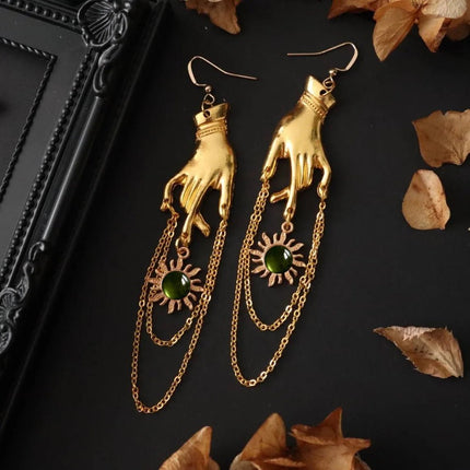 Earrings Gothic Hands Micro - Inlay Dangle Earrings - Earrings - ESSPOC - Mad Fly Essentials