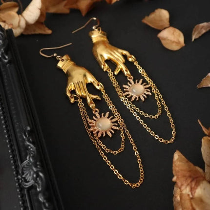 Earrings Gothic Hands Micro - Inlay Dangle Earrings - Earrings - ESSPOC - Mad Fly Essentials