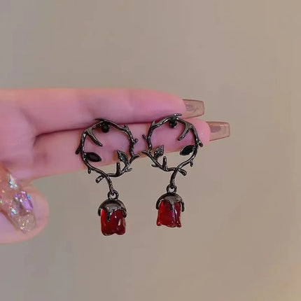 Earrings Women Gothic Dark Thorn Rose Earrings - Earrings - Fashionsnoops - Mad Fly Essentials