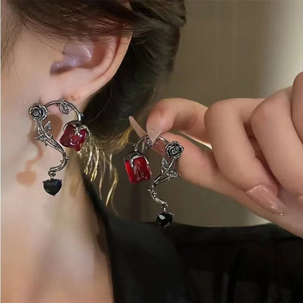 Earrings Women Gothic Dark Thorn Rose Earrings - Earrings - Fashionsnoops - Mad Fly Essentials