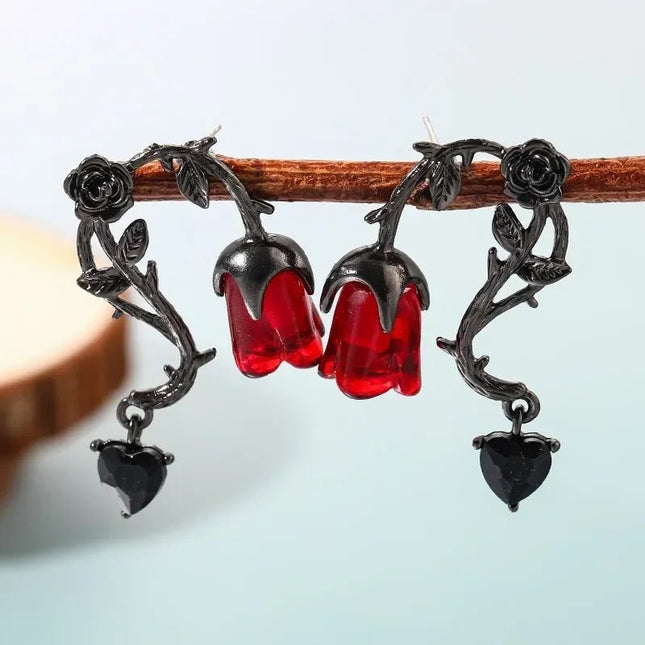 Earrings Women Gothic Dark Thorn Rose Earrings - Earrings - Fashionsnoops - Mad Fly Essentials