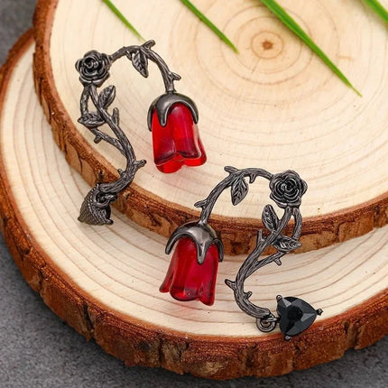 Earrings Women Gothic Dark Thorn Rose Earrings - Earrings - Fashionsnoops - Mad Fly Essentials