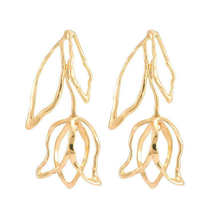 Earrings Women Oversized Hollow Tulip Dangle Jewelry - Earrings - Fashionsnoops - Mad Fly Essentials