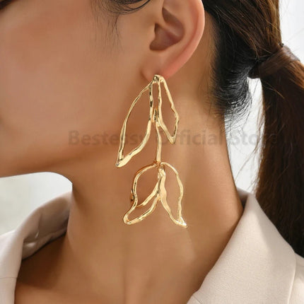 Earrings Women Oversized Hollow Tulip Dangle Jewelry - Earrings - Fashionsnoops - Mad Fly Essentials