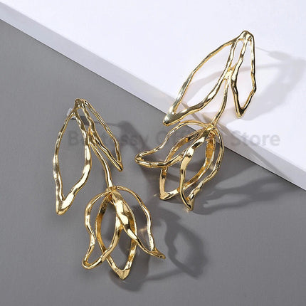 Earrings Women Oversized Hollow Tulip Dangle Jewelry - Earrings - Fashionsnoops - Mad Fly Essentials