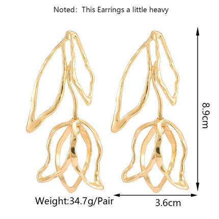 Earrings Women Oversized Hollow Tulip Dangle Jewelry - Earrings - Fashionsnoops - Mad Fly Essentials