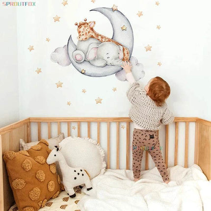 Elephant Giraffe Animal 3D Wall Sticker - Mad Fly Essentials