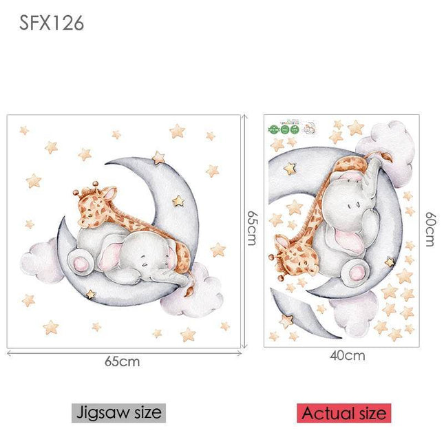 Elephant Giraffe Animal 3D Wall Sticker - 3D Wall Sticker - Sproutfox - Mad Fly Essentials