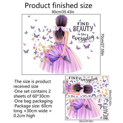 English Girl 2pc Butterfly 3D Wall Sticker - 3D Wall Sticker - AsenArt - Mad Fly Essentials