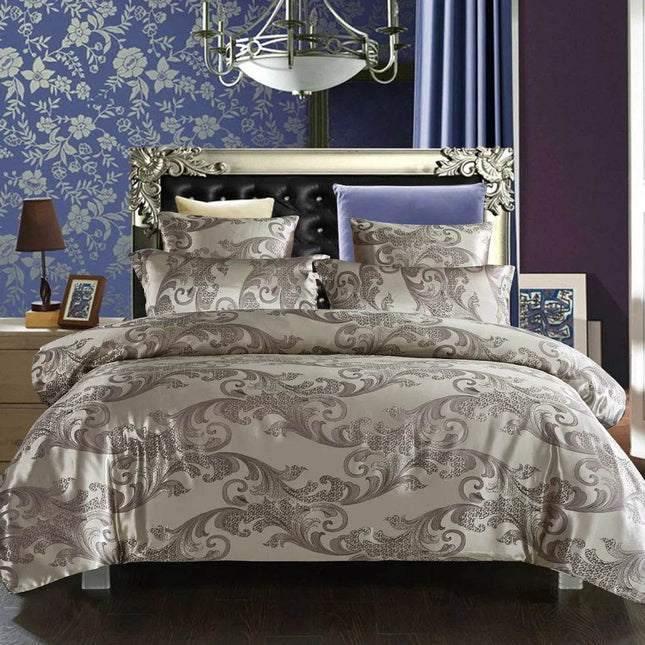 European Jacquard Satin Bedding Duvet Set - Mad Fly Essentials