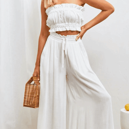 Women Floral Summer Elastic Wide Leg Pants - Mad Fly Essentials