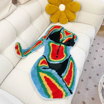 Female Shape Tufted Plush Area Rug - Area Rug - Retro Rugs - Mad Fly Essentials