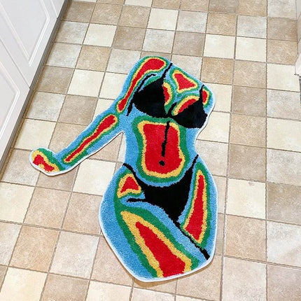 Female Shape Tufted Plush Area Rug - Area Rug - Retro Rugs - Mad Fly Essentials