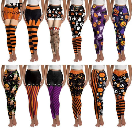 Fitness Leggings Women Halloween Punk Ghost Striped Leggings - Fitness Leggings - You're My Secret - Mad Fly Essentials