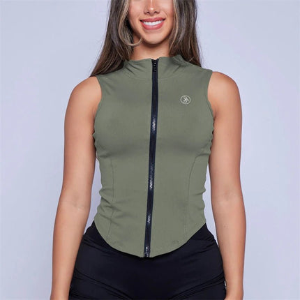 Fitness Top Women Slimming Sleeveless Zipper Sports Yoga Running Vest - Fitness Top - MirfulMe - Mad Fly Essentials