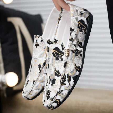 Flats Men Floral Summer Breathable Casual Canvas Shoes - Flats - ZXQ - Mad Fly Essentials