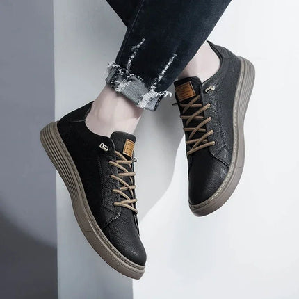 Flats Men Leather Casual Oxford Black Office Dress Shoes - Flats - Reetene - Mad Fly Essentials